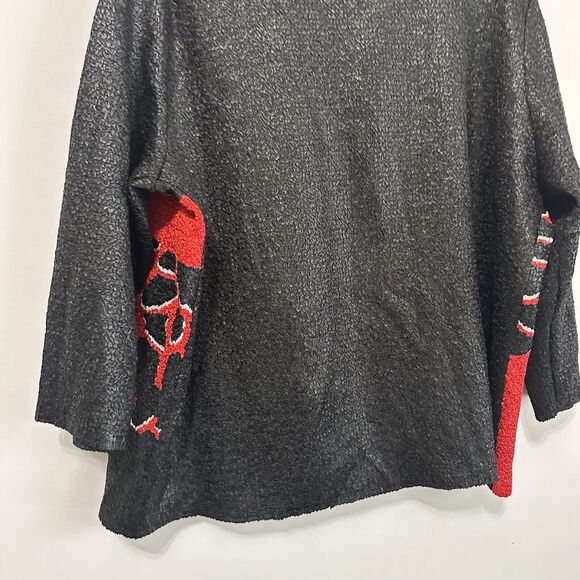 Chicos Travelers Abstract Jacket Chinese Red 2 Large Hook Eye Closure Party NEW - Picture 10 of 11